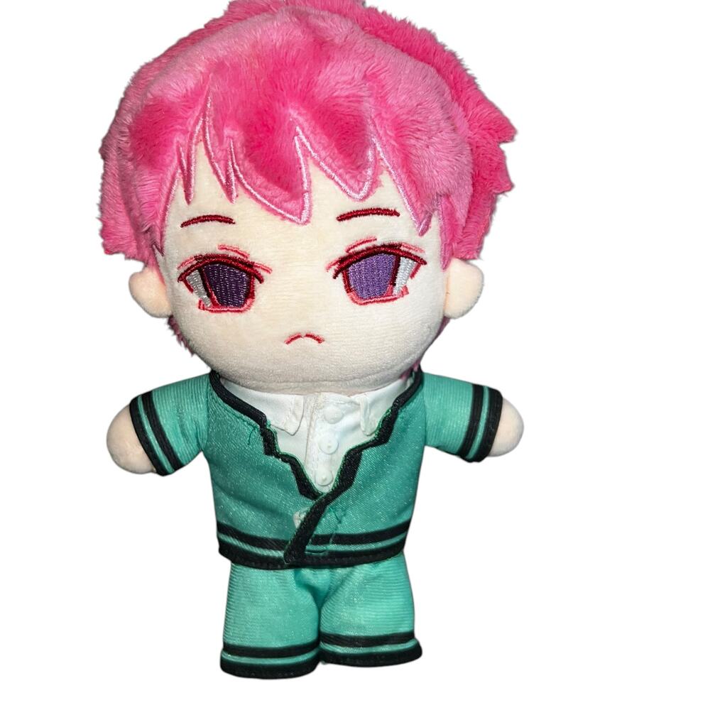 Anime The Disastrous Life of Saiki K Saiki Kusuo Plush 7.9 "  pink hair plush